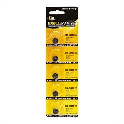 Exell Battery EB-CR1025 Coin Cell Battery, Lithium-Ion, 3 V Nominal, 30 mAh Nominal Capacity